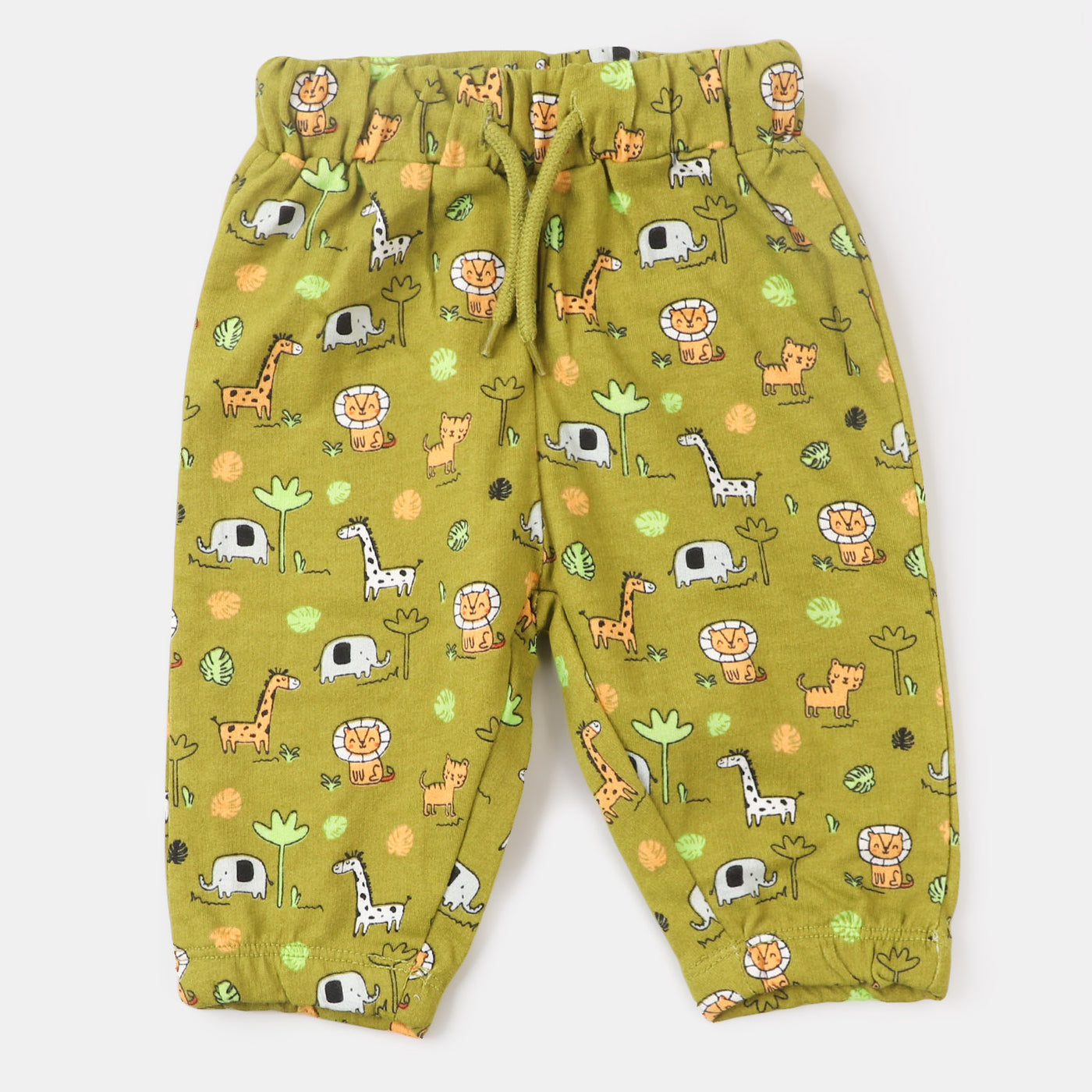 Infant Boys Sleeping Pajama Safari Animals - Light Olive