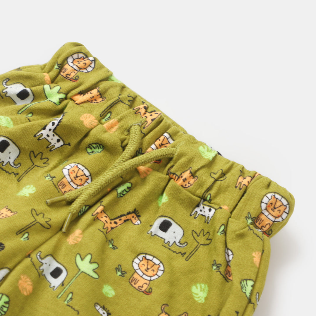 Infant Boys Sleeping Pajama Safari Animals - Light Olive