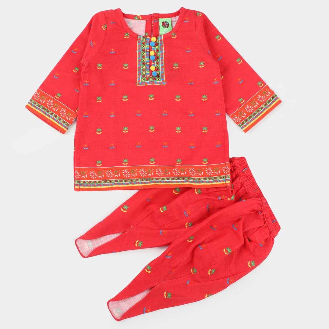 Infant Girls Cotton 2PCs Shine-Red