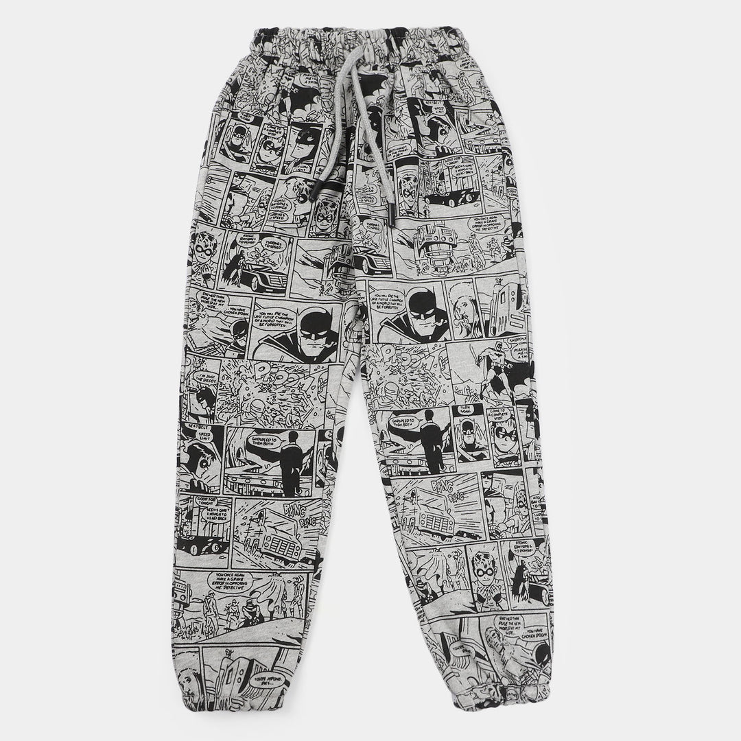 Boys Cotton Terry Pyjama Heroes All Over-Grey