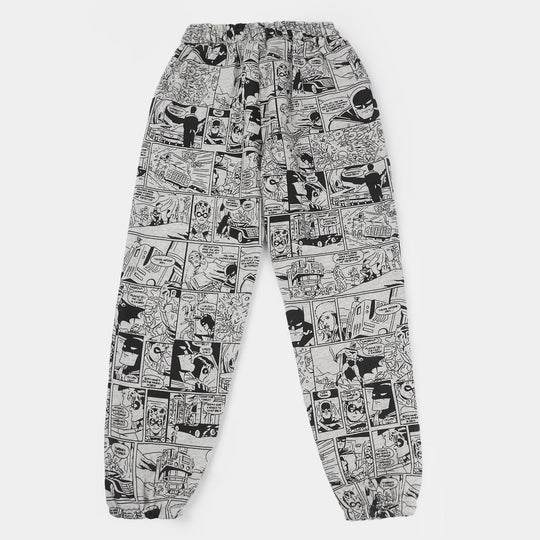 Boys Cotton Terry Pyjama Heroes All Over-Grey