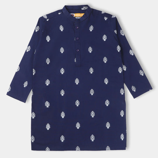 Boys Cotton Printed Kurta SPK902-Navy Blue