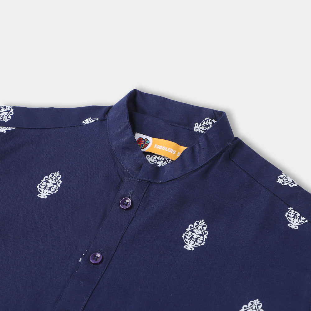 Boys Cotton Printed Kurta SPK902-Navy Blue