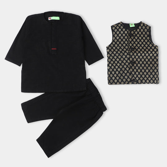 Infant Boys khaddar 3 Piece FW 2023-04-BLACK