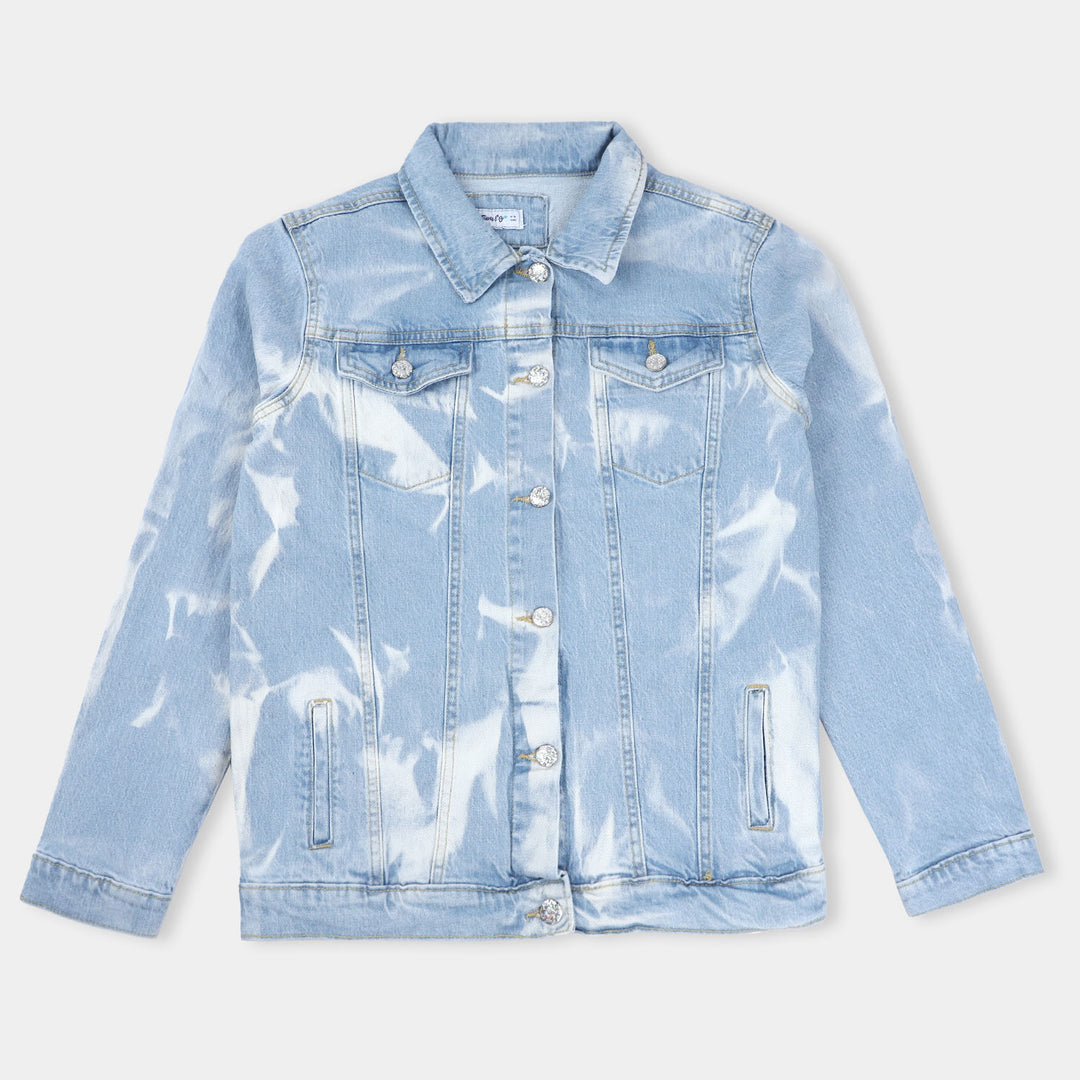 Teens Girls Jacket Denim Tie Dye-Ice Blue