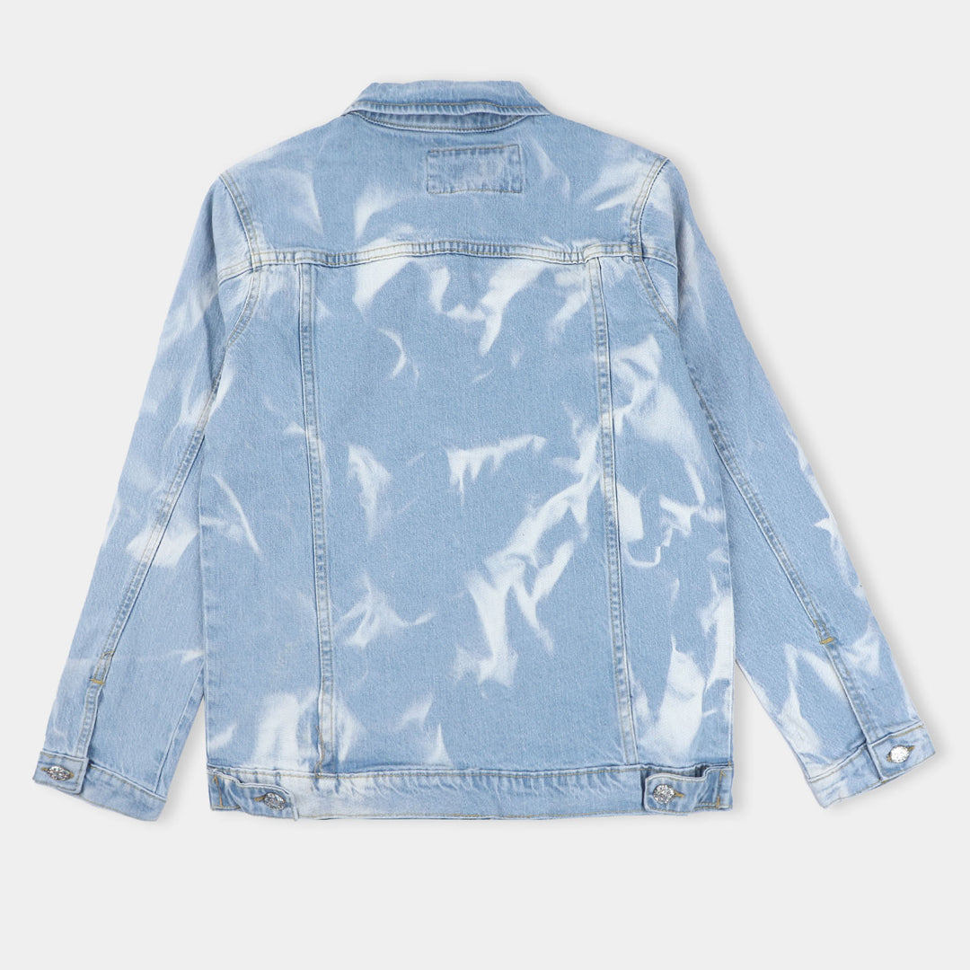 Teens Girls Jacket Denim Tie Dye-Ice Blue