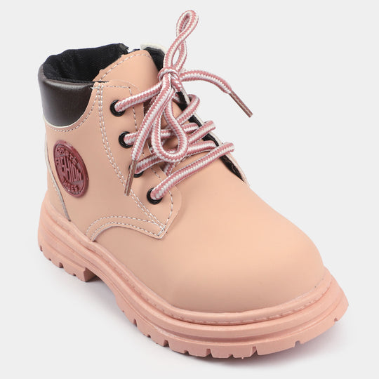 Girls Boots Lace Up PS-07-Pink