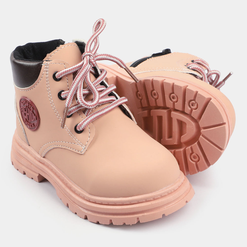 Girls Boots Lace Up PS-07-Pink