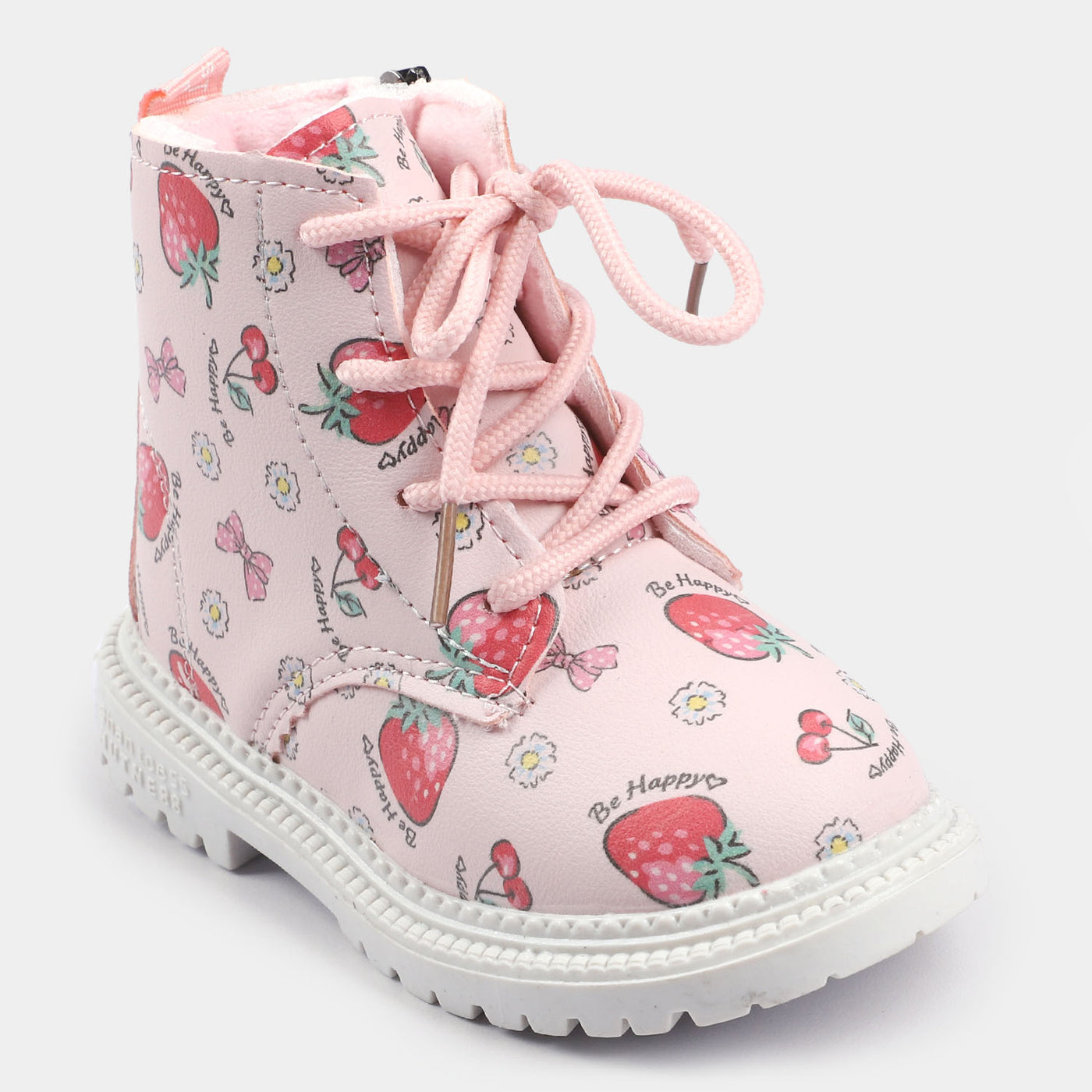 Girls Boots Lace Up PS-05-Pink