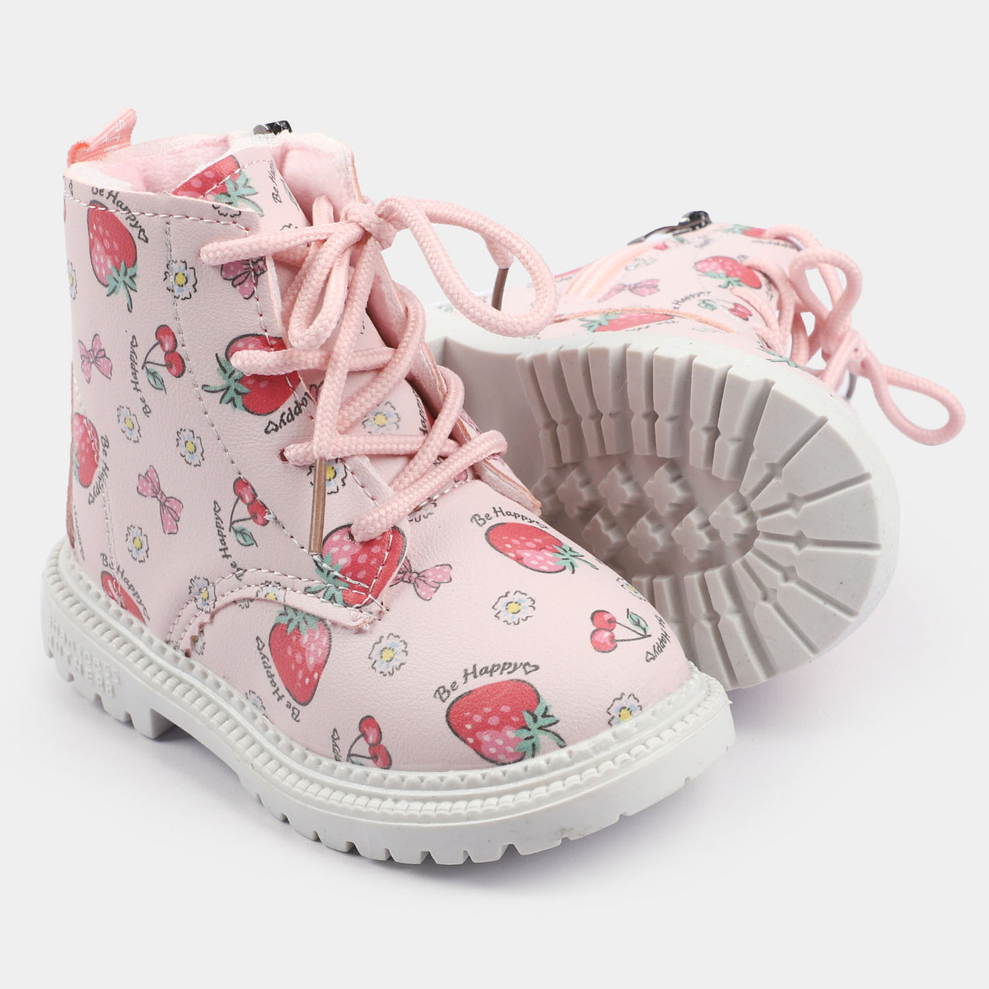 Girls Boots Lace Up PS-05-Pink