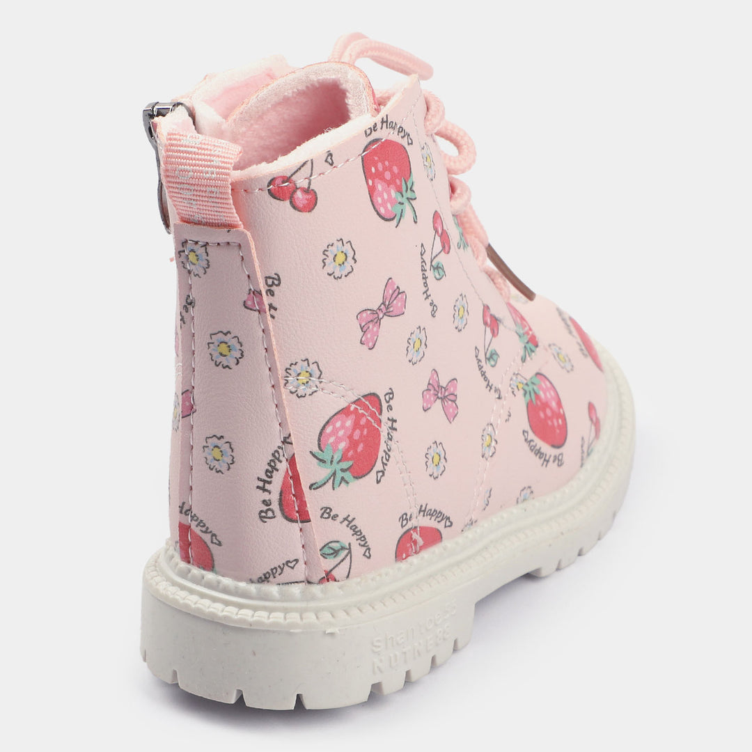 Girls Boots Lace Up PS-05-Pink