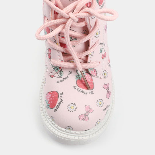 Girls Boots Lace Up PS-05-Pink