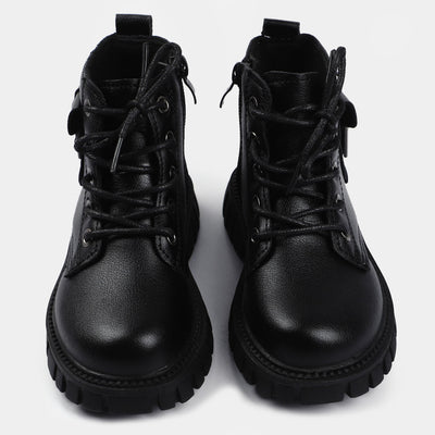 Casual Lace Up Boots For Boys-06-BLACK