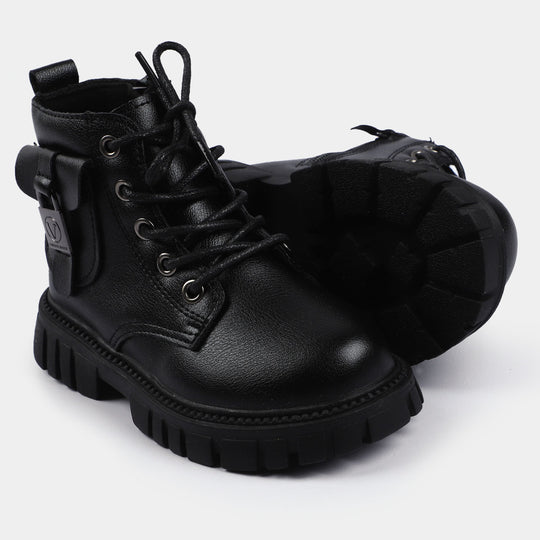 Casual Lace Up Boots For Boys-06-BLACK