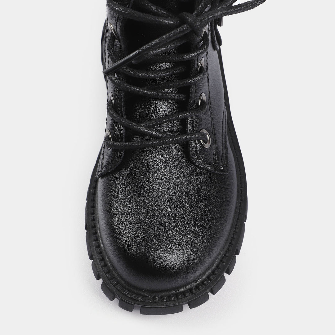 Casual Lace Up Boots For Boys-06-BLACK