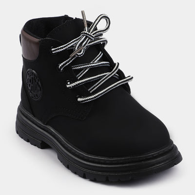 Casual Lace Up Boots For Boys-07-BLACK