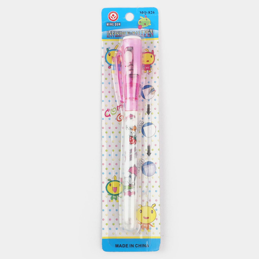 Multifunctional Invisible 2 in 1 Ballpoint Pen with LED Light-Pink