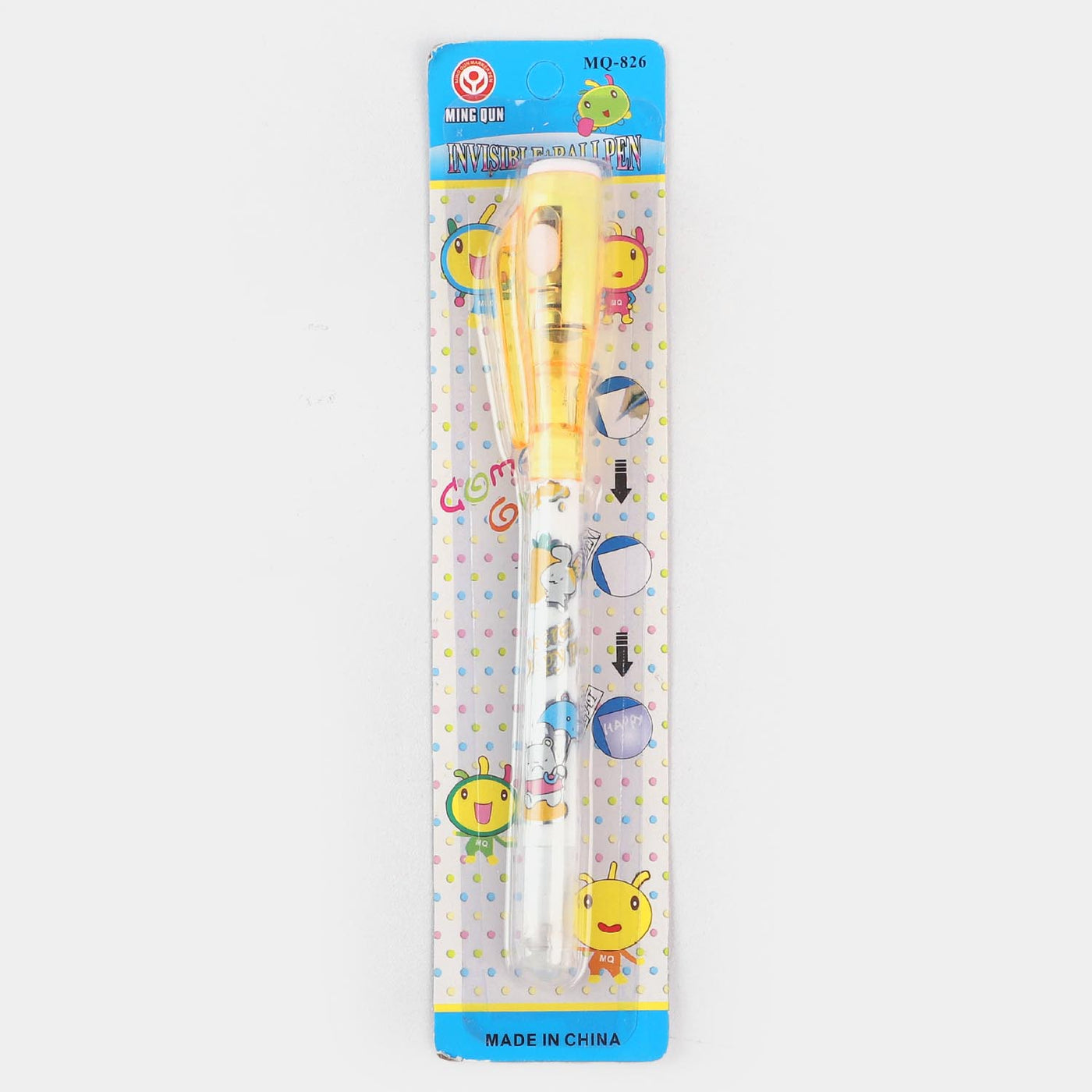 Multifunctional Invisible 2 in 1 Ballpoint Pen with LED Light-Yellow