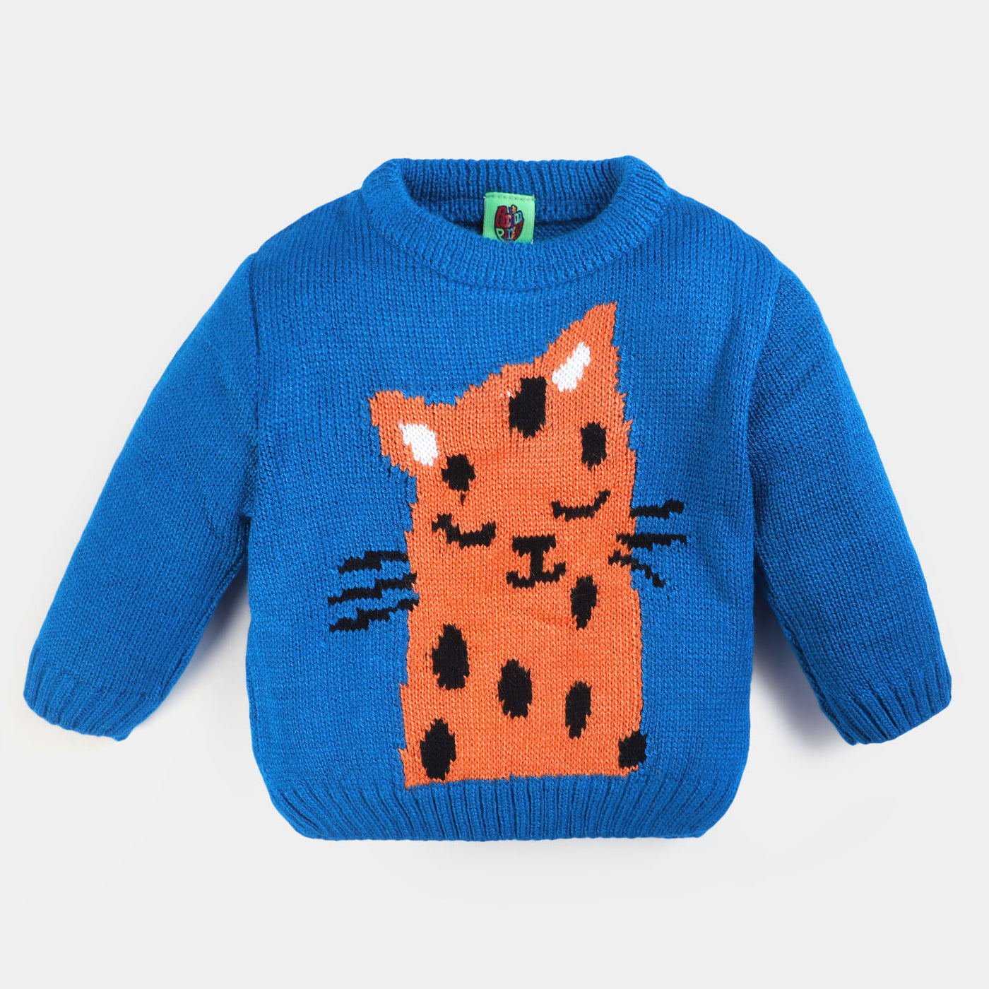 Infant Boys Acrylic Sweater Cat - Blue