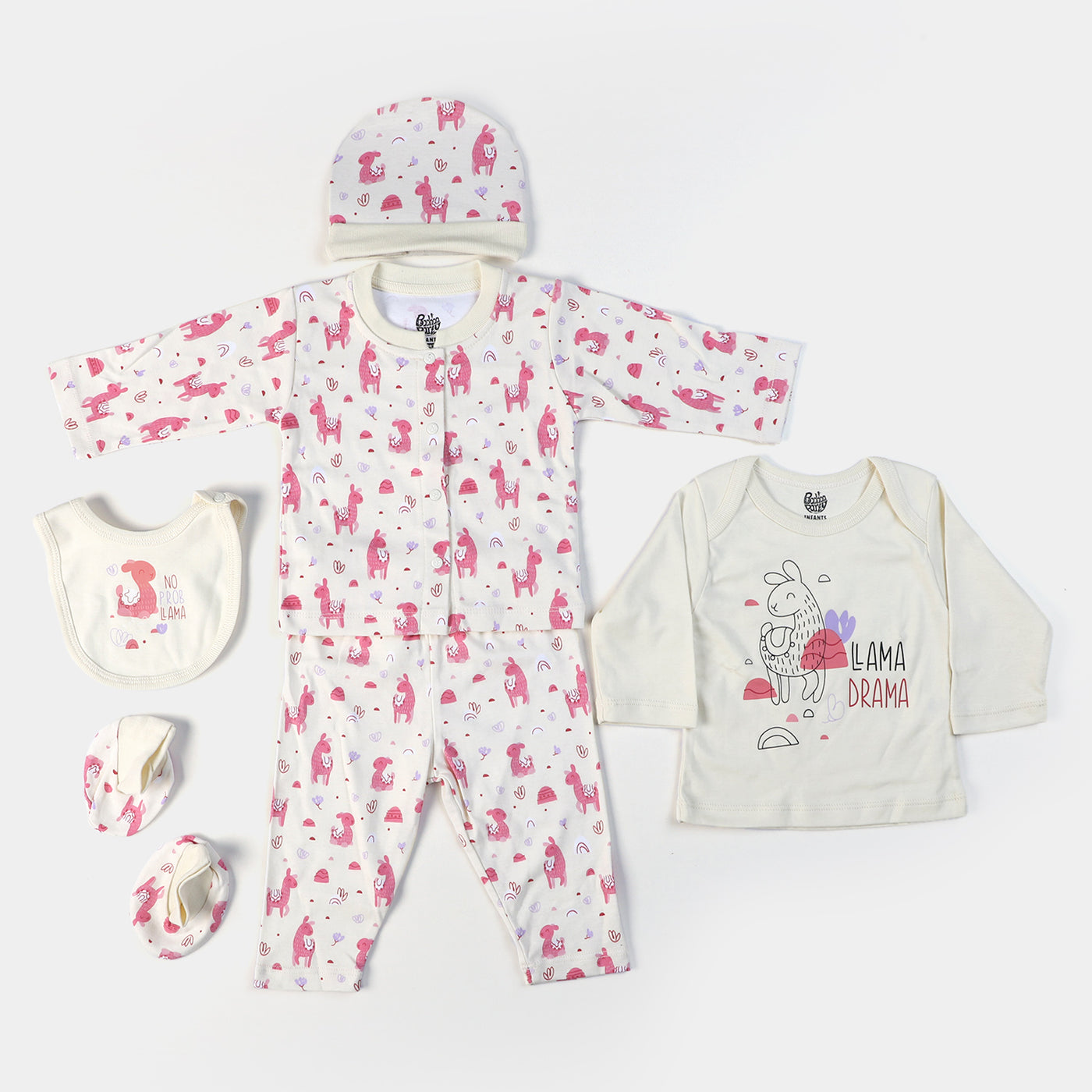 Infant Girls Set 6Pcs Llama -Vanilla Cream