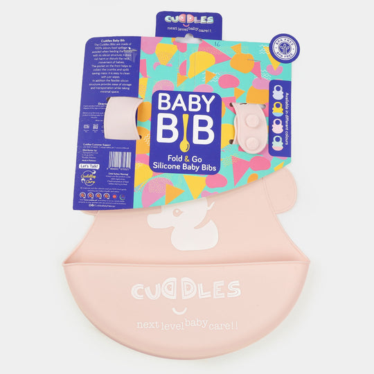 Fold & Go Cuddles Silicon Baby Bib | Pink