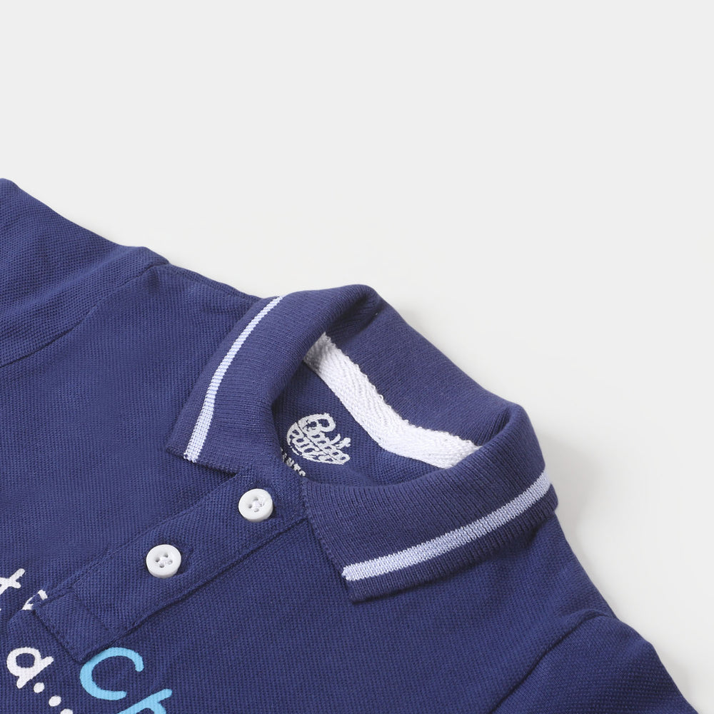 Infant Boys Cotton Polo T-shirt Crab - Navy Blue