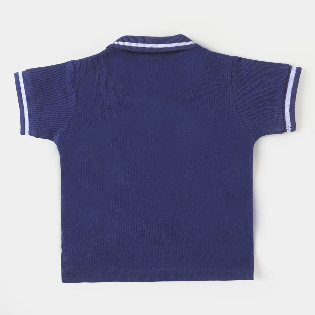 Infant Boys Cotton Polo T-shirt Crab - Navy Blue