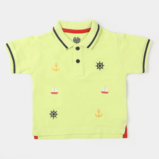 Infant Boys Cotton Polo T-shirt Ship - Sunny Lime