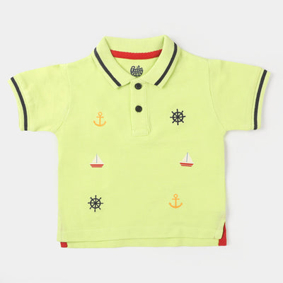 Infant Boys Cotton Polo T-shirt Ship - Sunny Lime