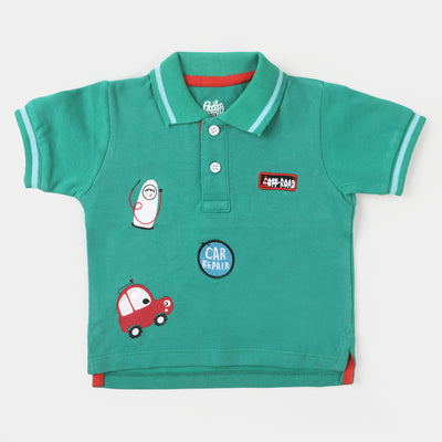 Infant Boys Cotton Polo T-shirt Off Road - Holly Green