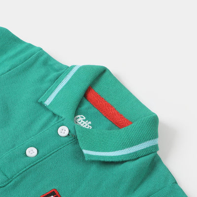 Infant Boys Cotton Polo T-shirt Off Road - Holly Green