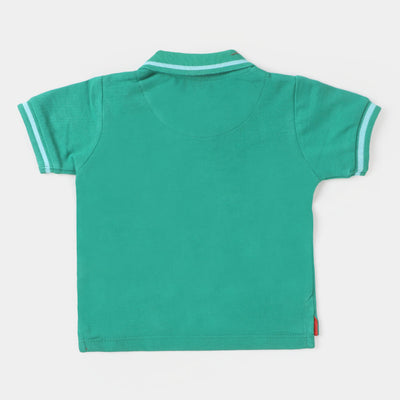 Infant Boys Cotton Polo T-shirt Off Road - Holly Green