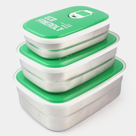 Tedemei Rectangle Stainless Steel Food Container 3 Pcs