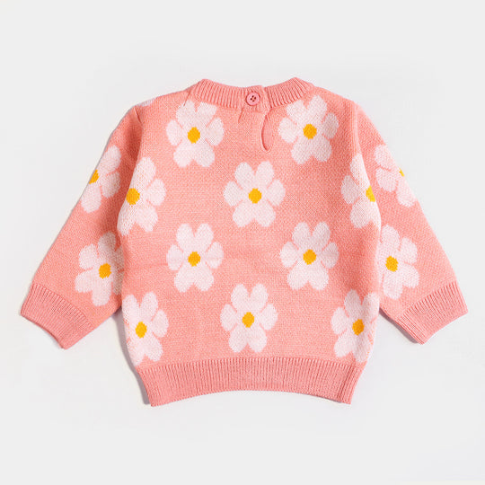 Infant Girls Knitted 2Pcs Suit Flowers - Pink