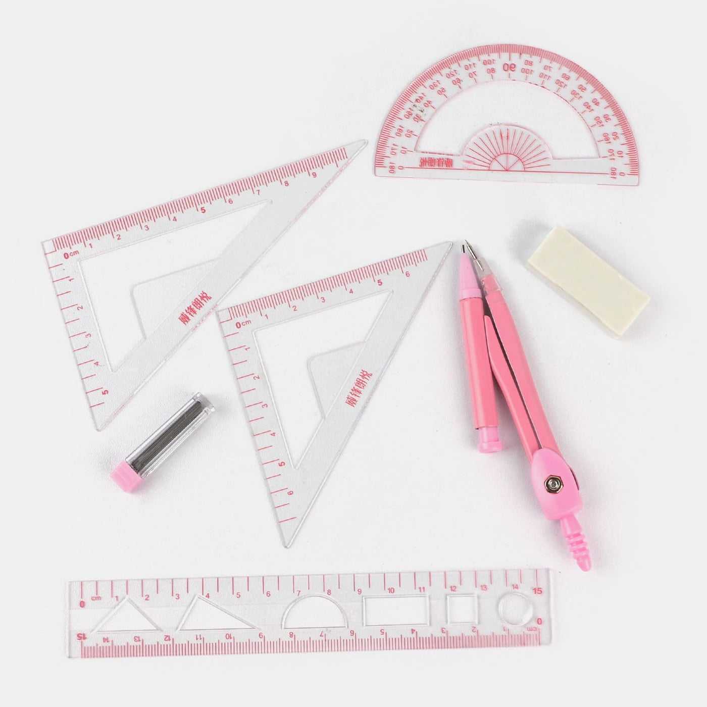 Geometry Set With Box-Pink