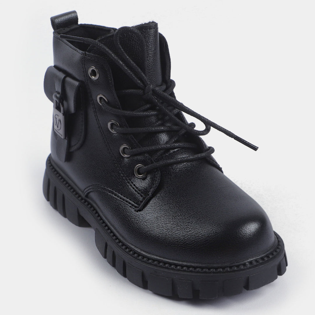 Boys Short Boots PS-06-BLACK