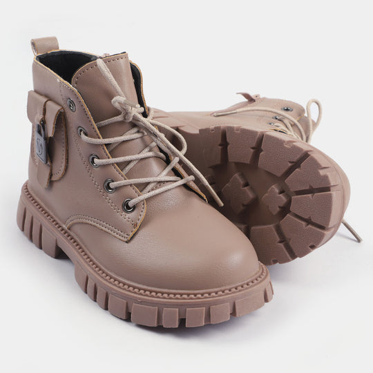 Girls Short Boots PS-06-Beige