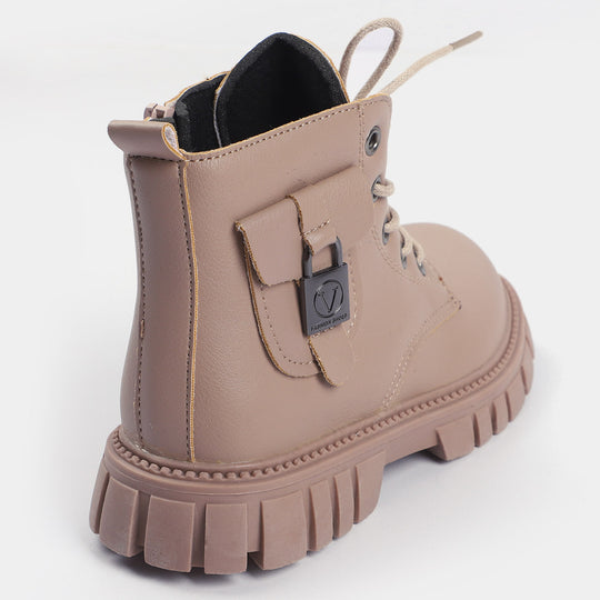 Girls Short Boots PS-06-Beige