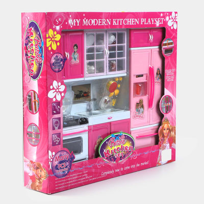 Kitchen Play Set With Sound & Light For Girls