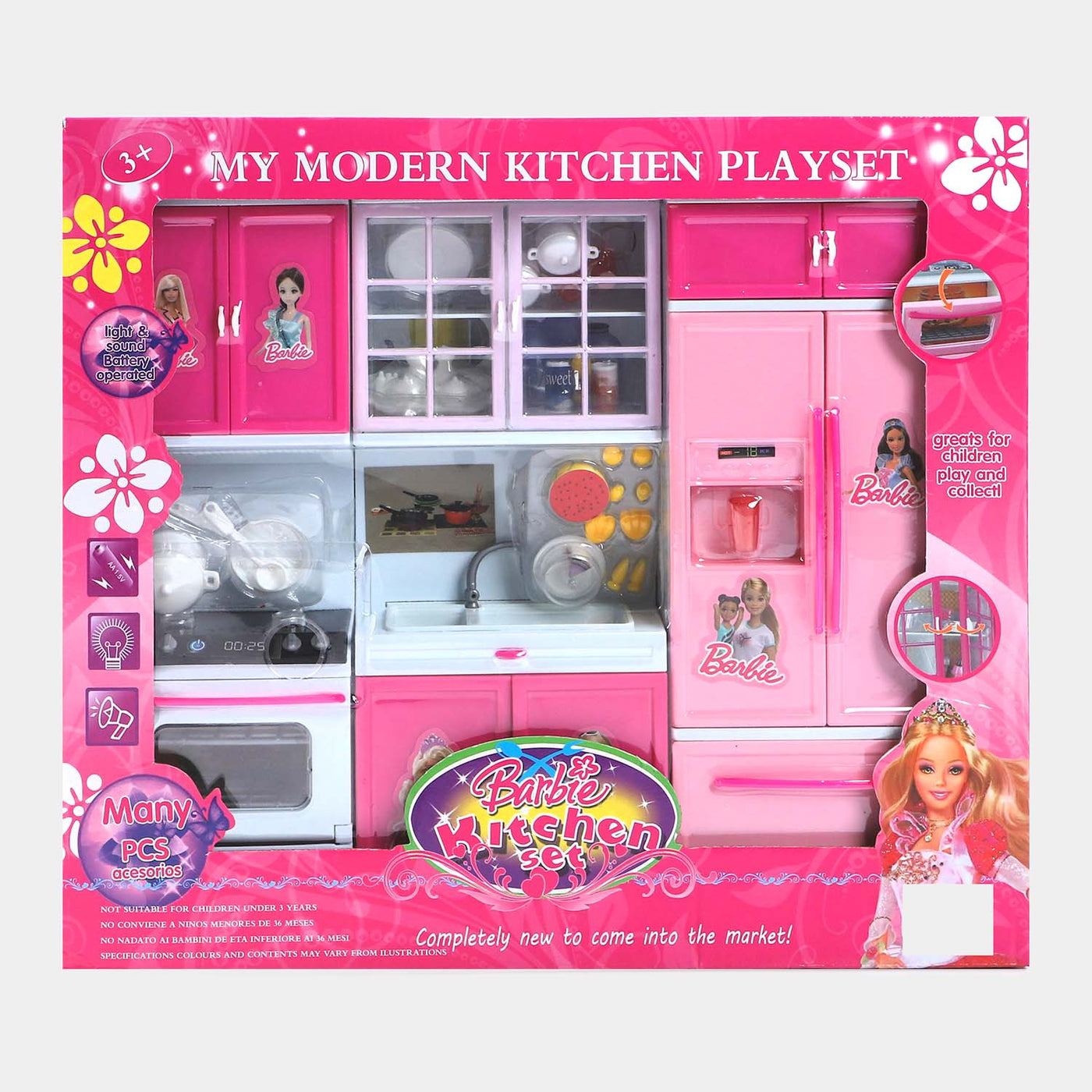 Kitchen Play Set With Sound & Light For Girls