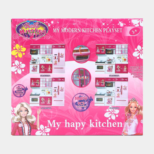 Kitchen Play Set With Sound & Light For Girls