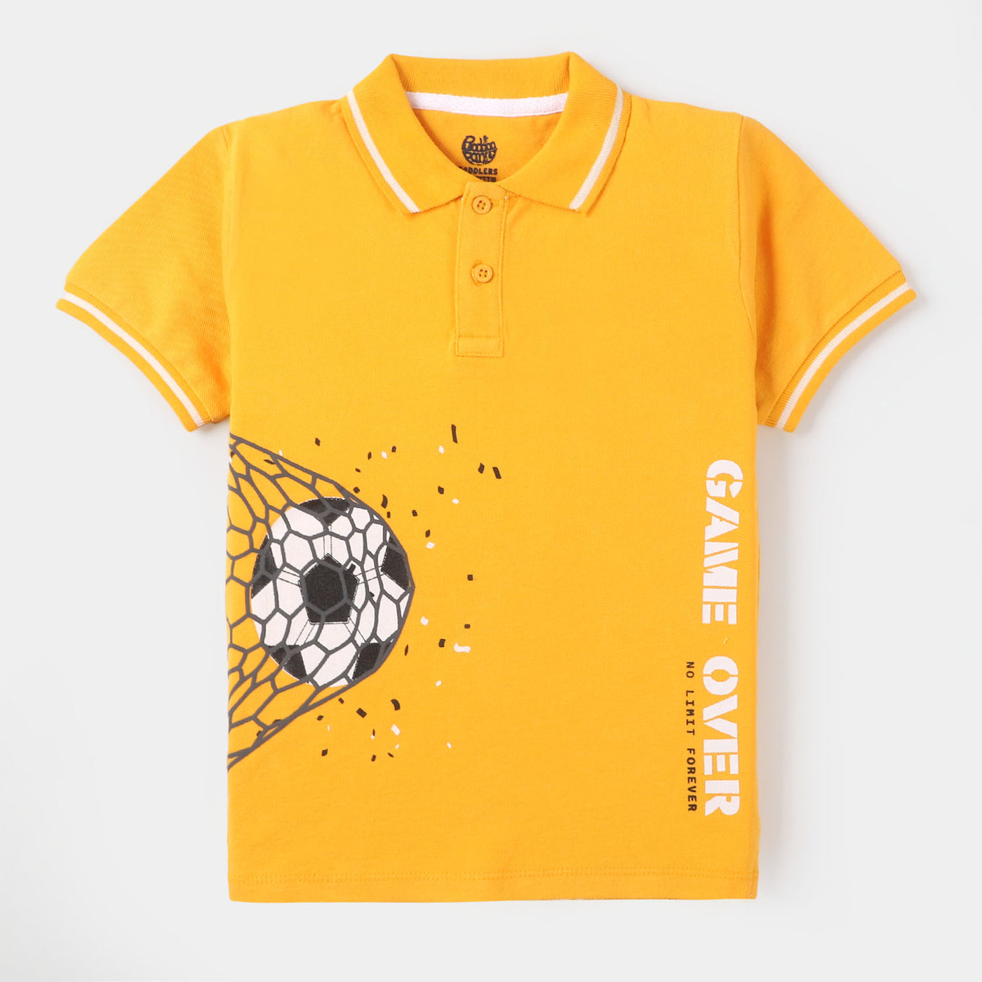 Boys Cotton Polo T-shirt Football - Citrus