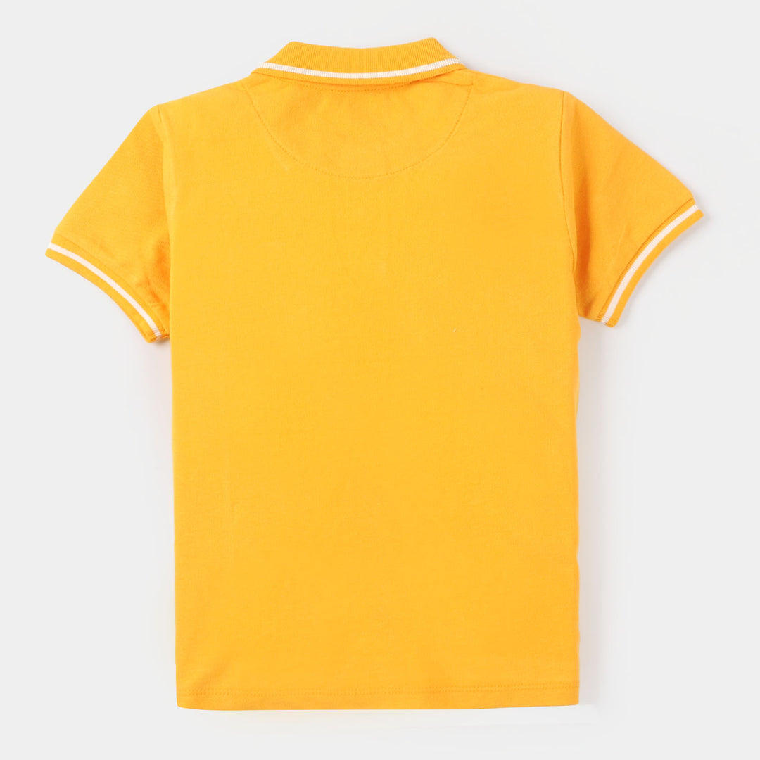 Boys Cotton Polo T-shirt Football - Citrus