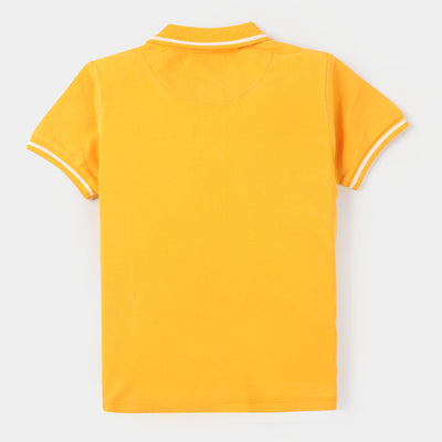 Boys Cotton Polo T-shirt Football - Citrus