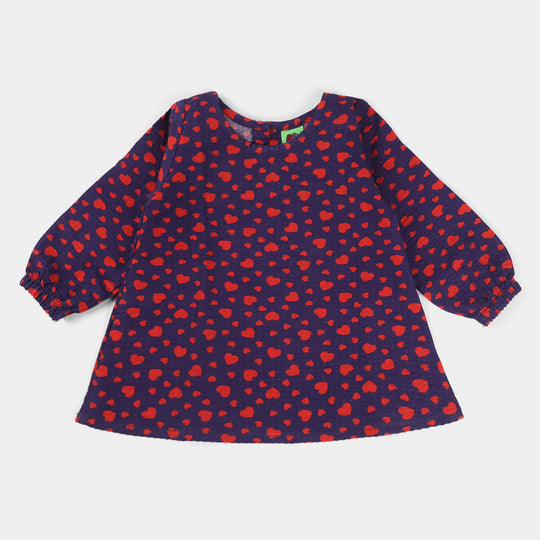 Infant Girls Cotton Poplin Casual Top-Navy Blue