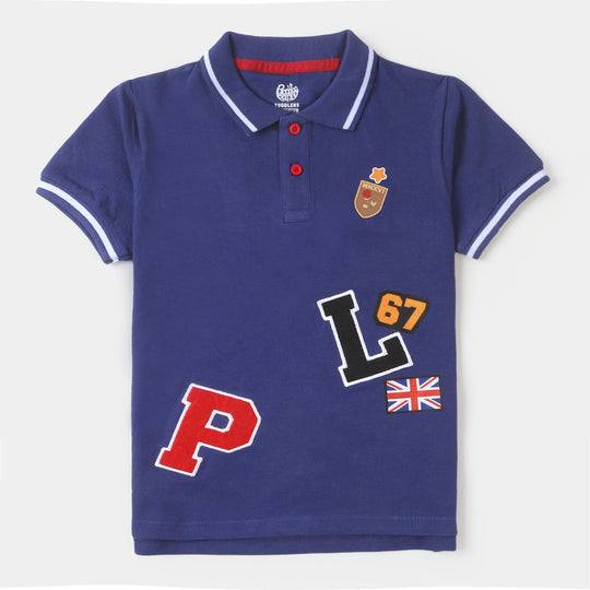 Boys Cotton Polo T-shirt Britain - Navy Blue