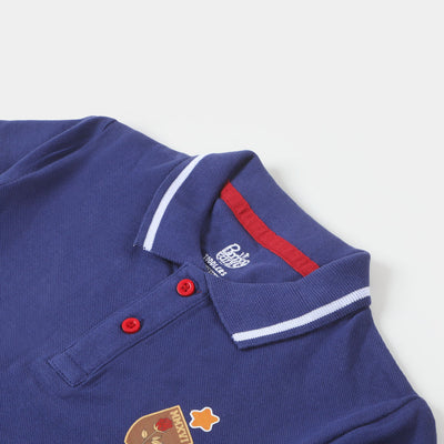Boys Cotton Polo T-shirt Britain - Navy Blue