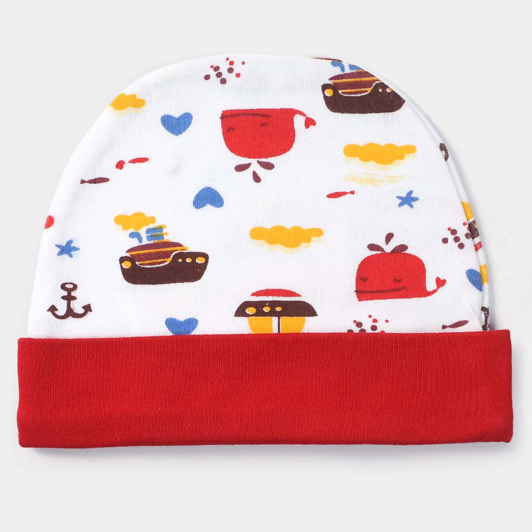 Cap Fish Print W. Red | 0-3M