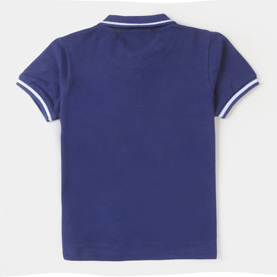 Boys Cotton Polo T-shirt Britain - Navy Blue