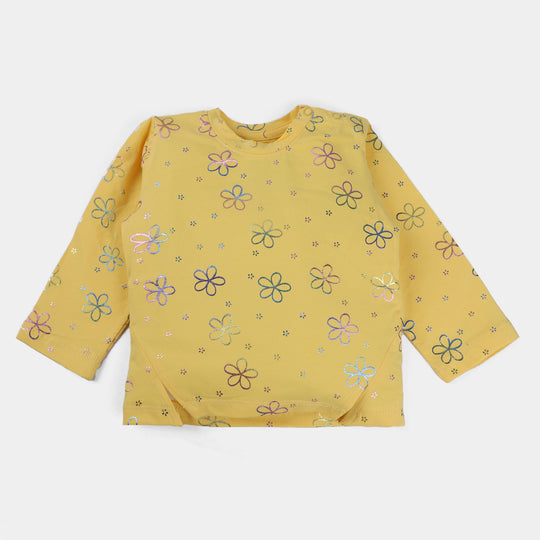 Infant Girls Cotton Jersey T-Shirt Multi Flowers - Yellow
